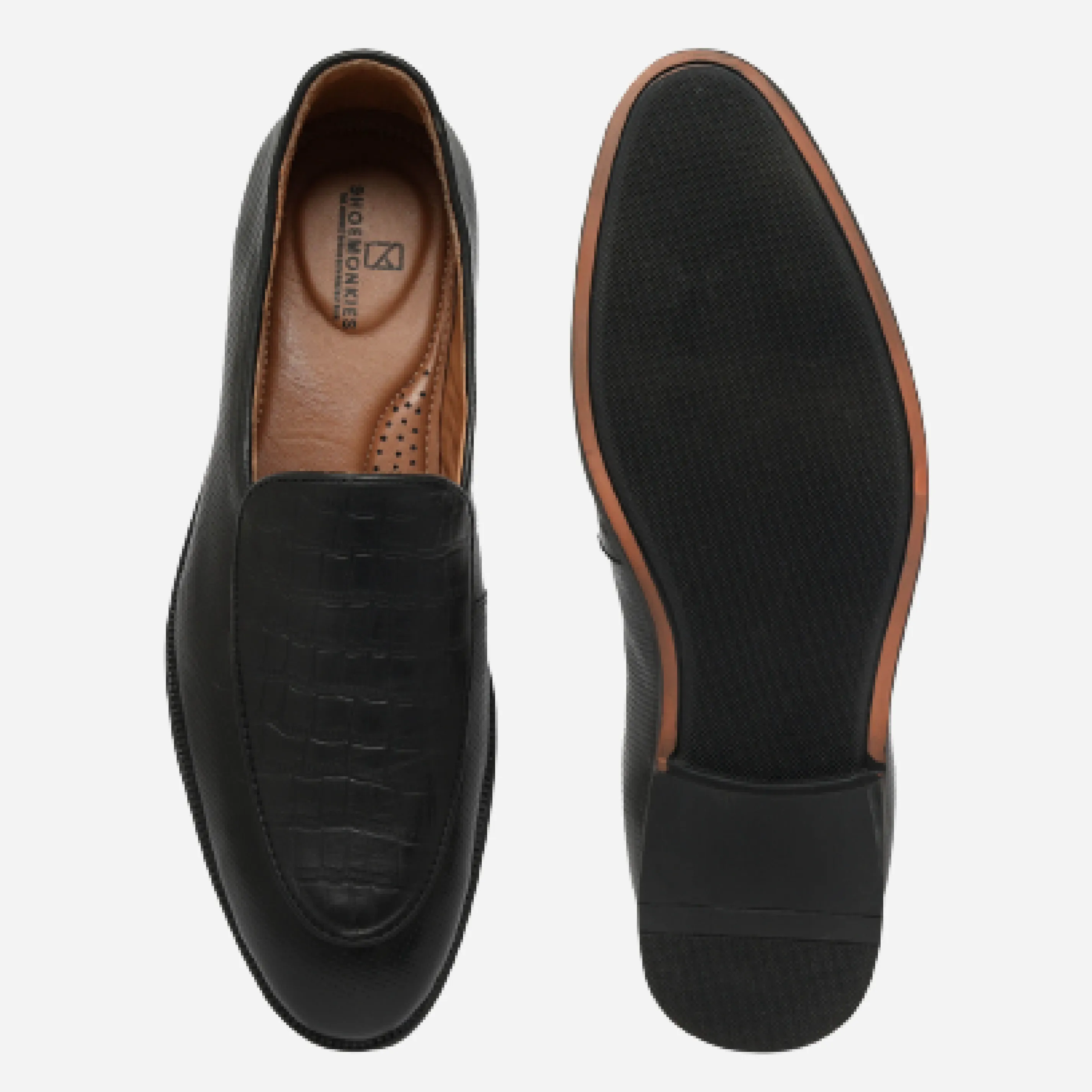 Men's Textured Moccasin Loafers - Black & Brown