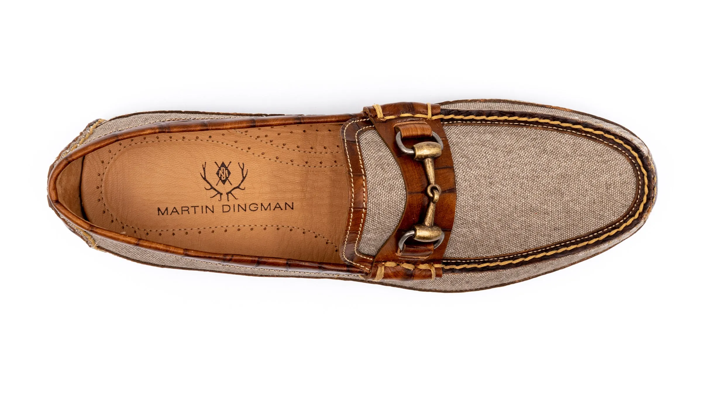 Monte Carlo Canvas Horse Bit Driving Loafers - Stone