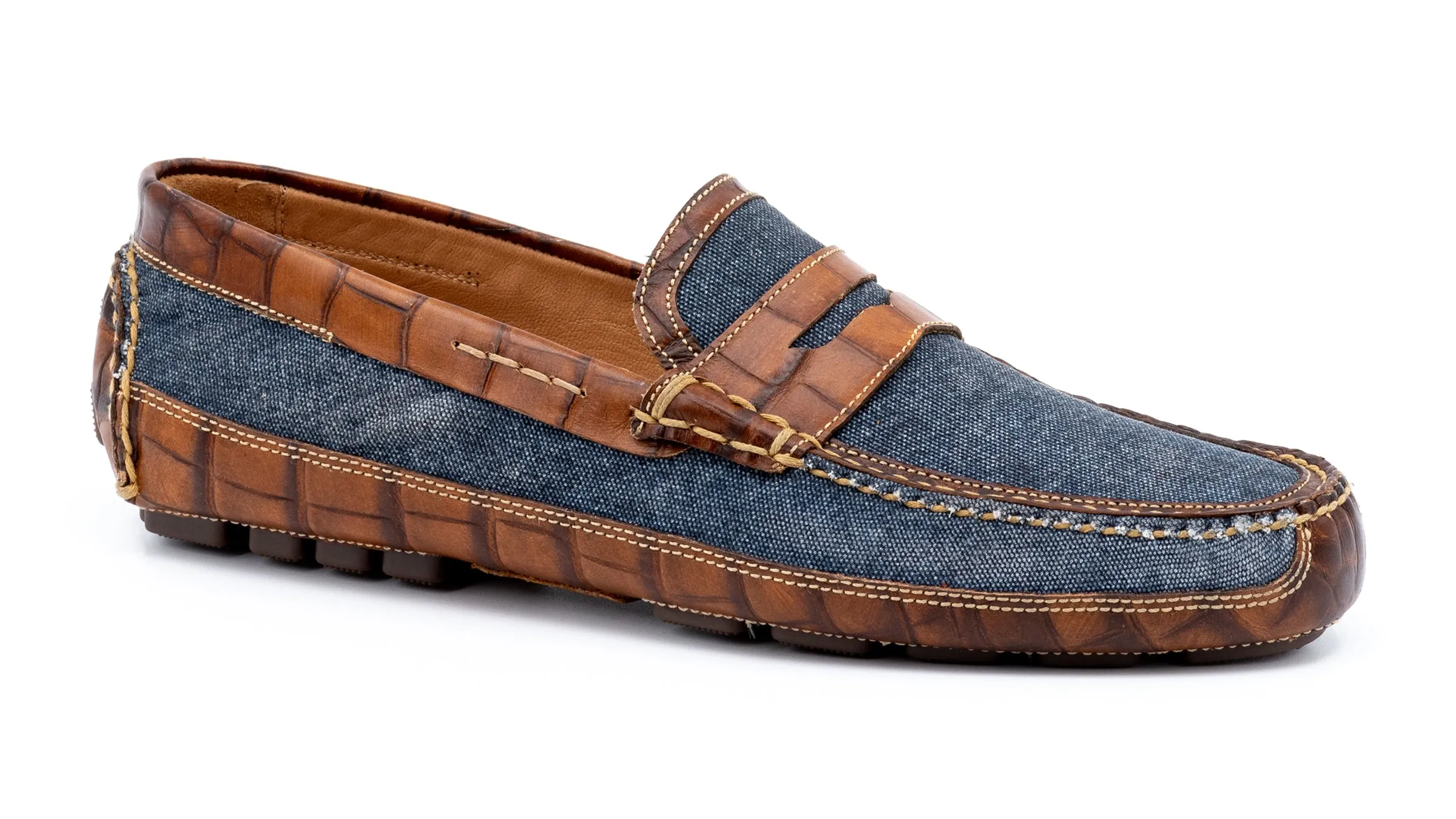 Monte Carlo Canvas Penny Driving Loafers - Indigo