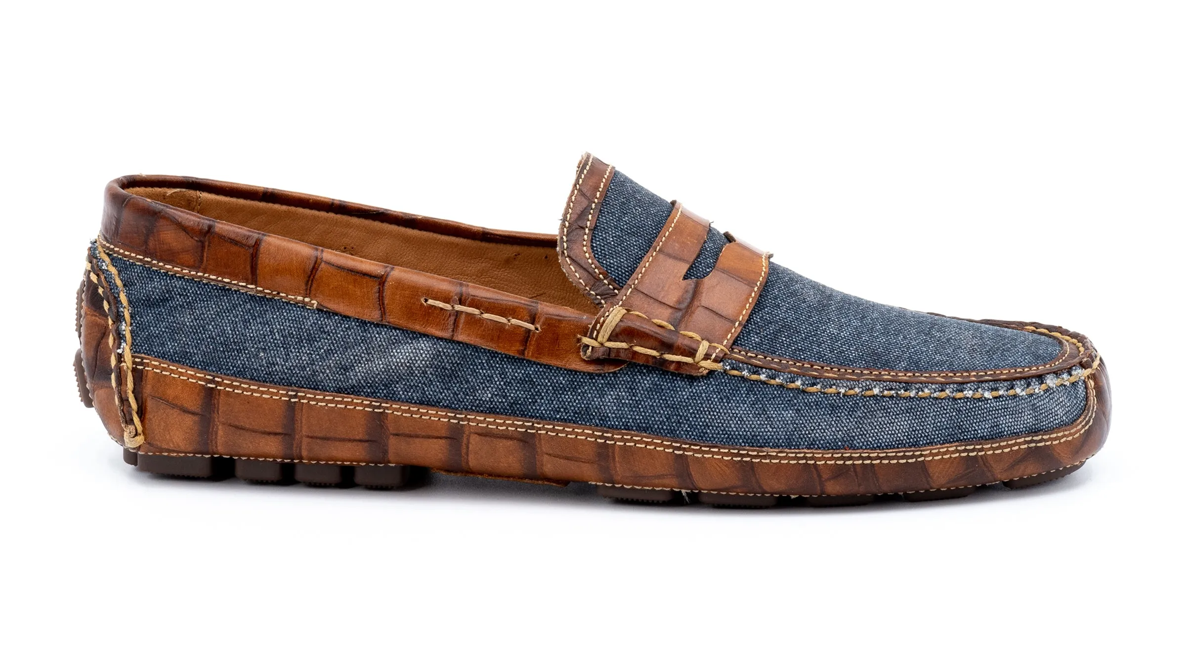 Monte Carlo Canvas Penny Driving Loafers - Indigo