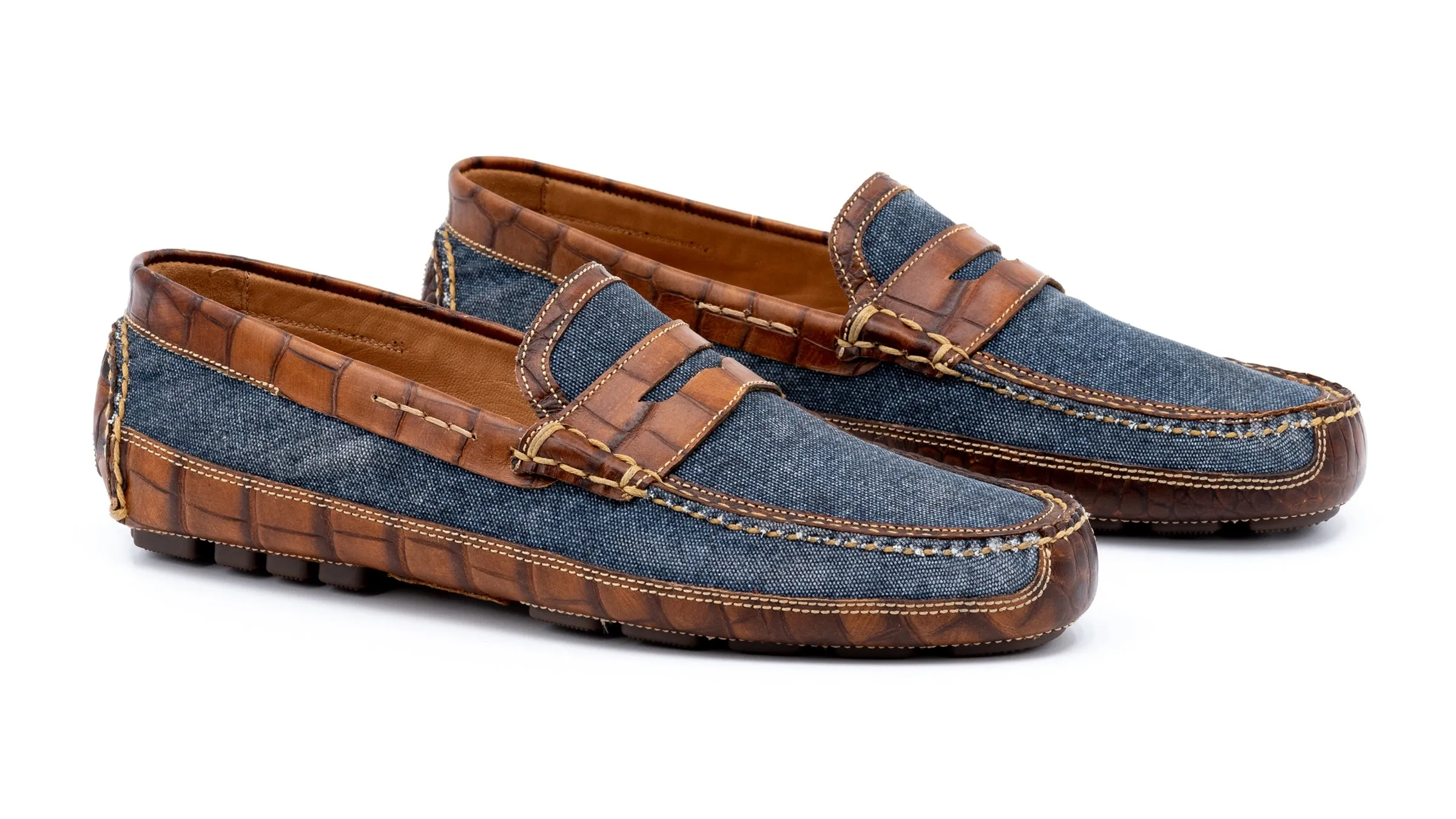 Monte Carlo Canvas Penny Driving Loafers - Indigo