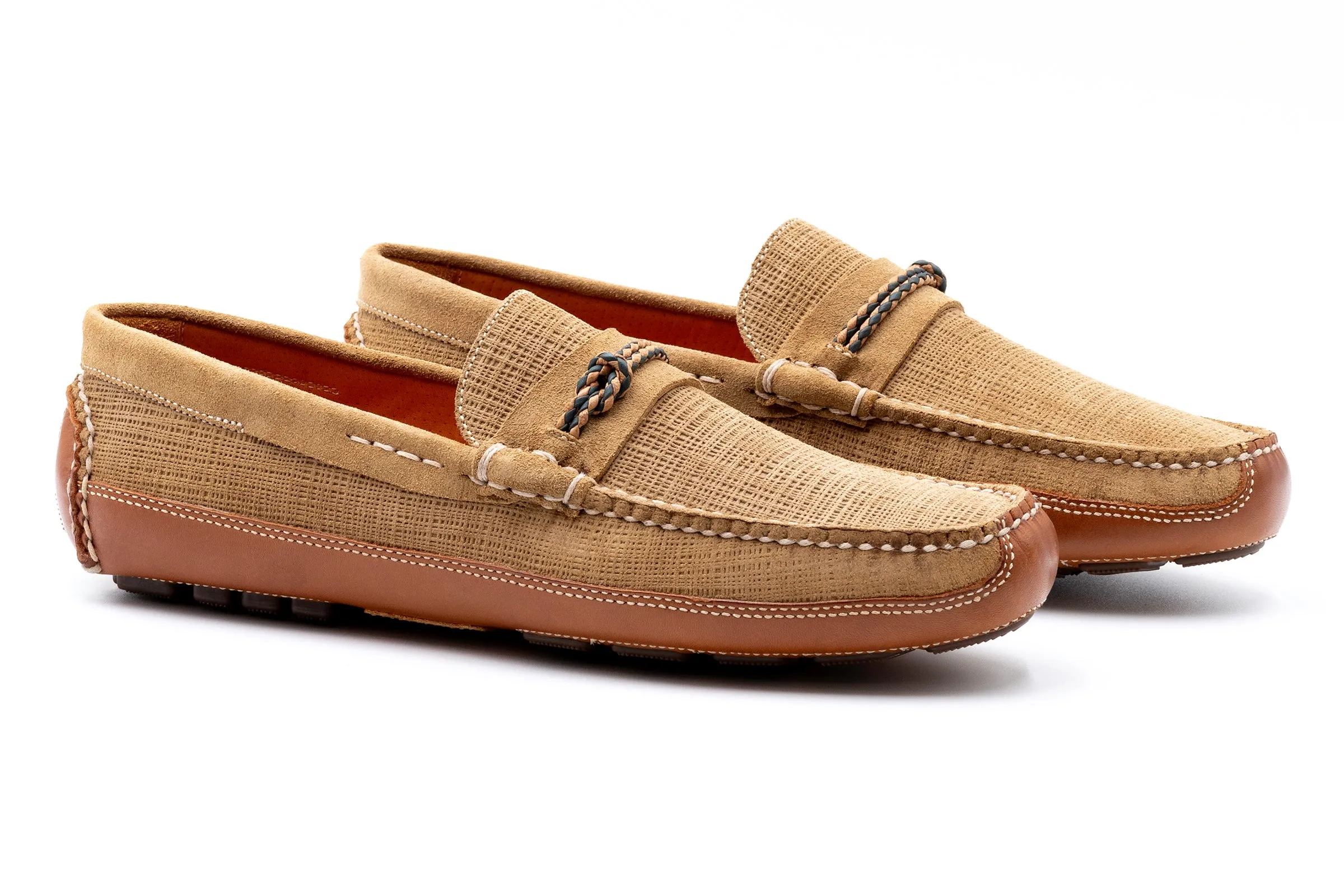 Monte Carlo Suede Braided Bit Loafers - Khaki