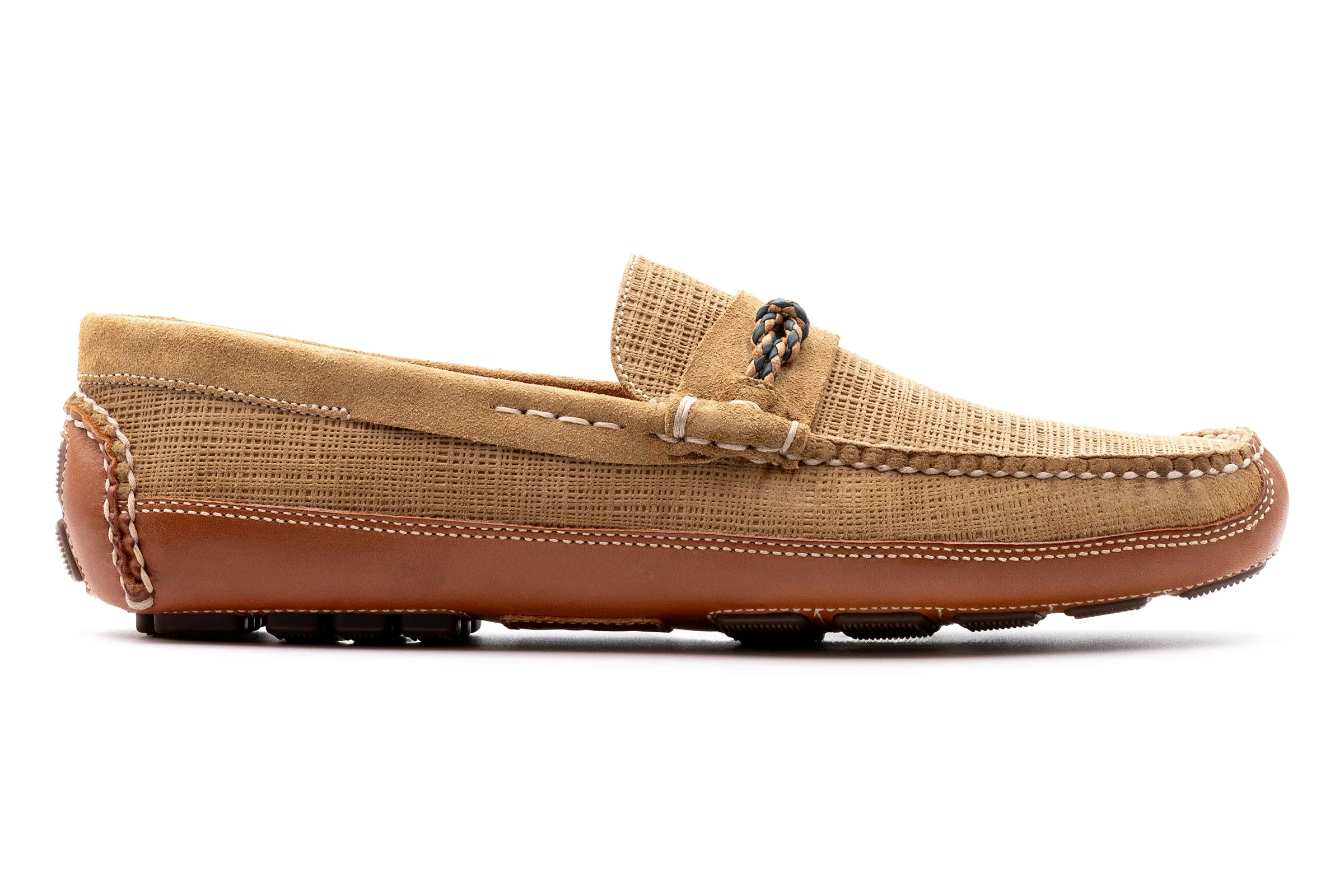 Monte Carlo Suede Braided Bit Loafers - Khaki