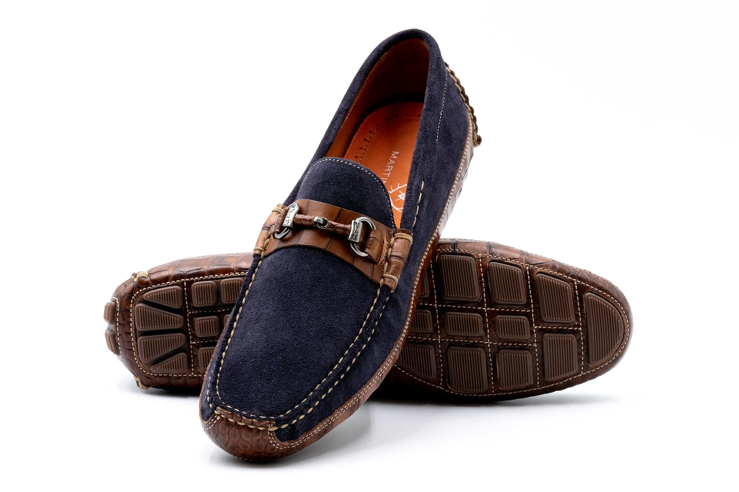 Monte Carlo Suede Horse Bit Loafers - Navy