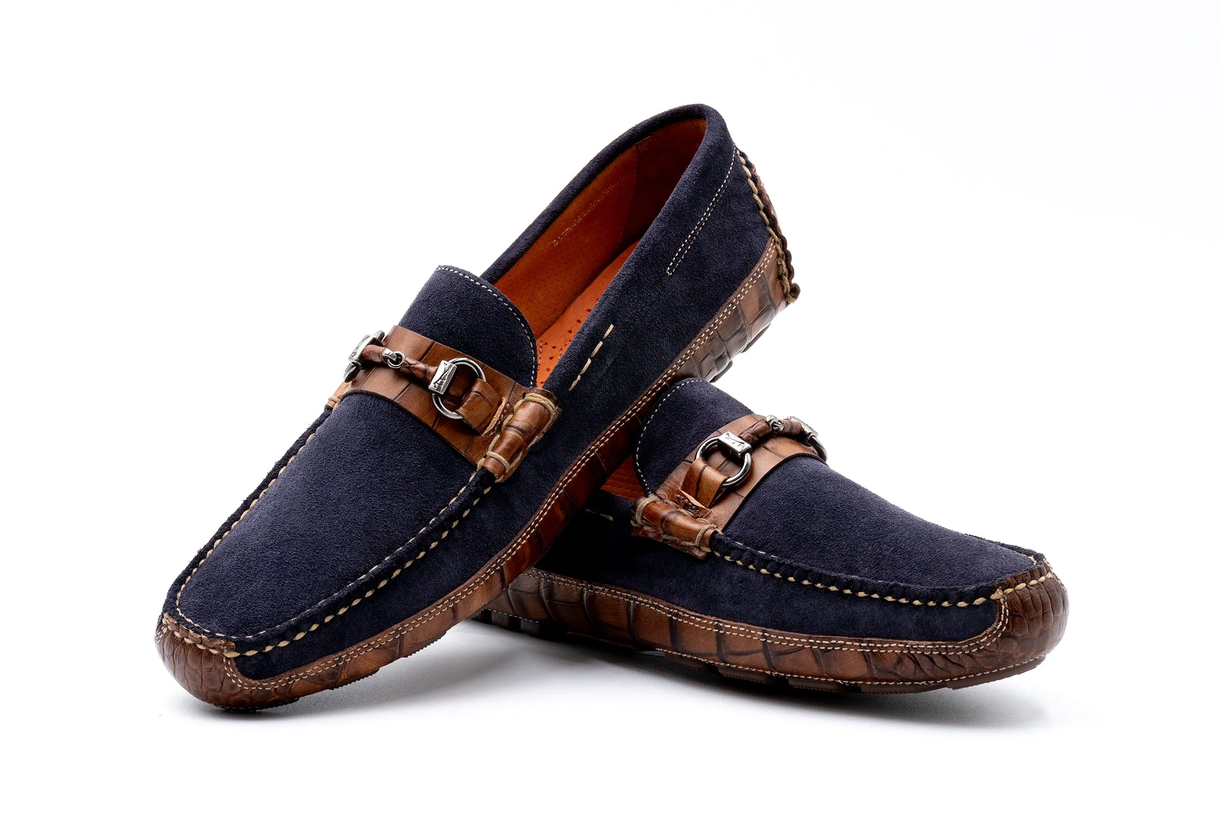 Monte Carlo Suede Horse Bit Loafers - Navy
