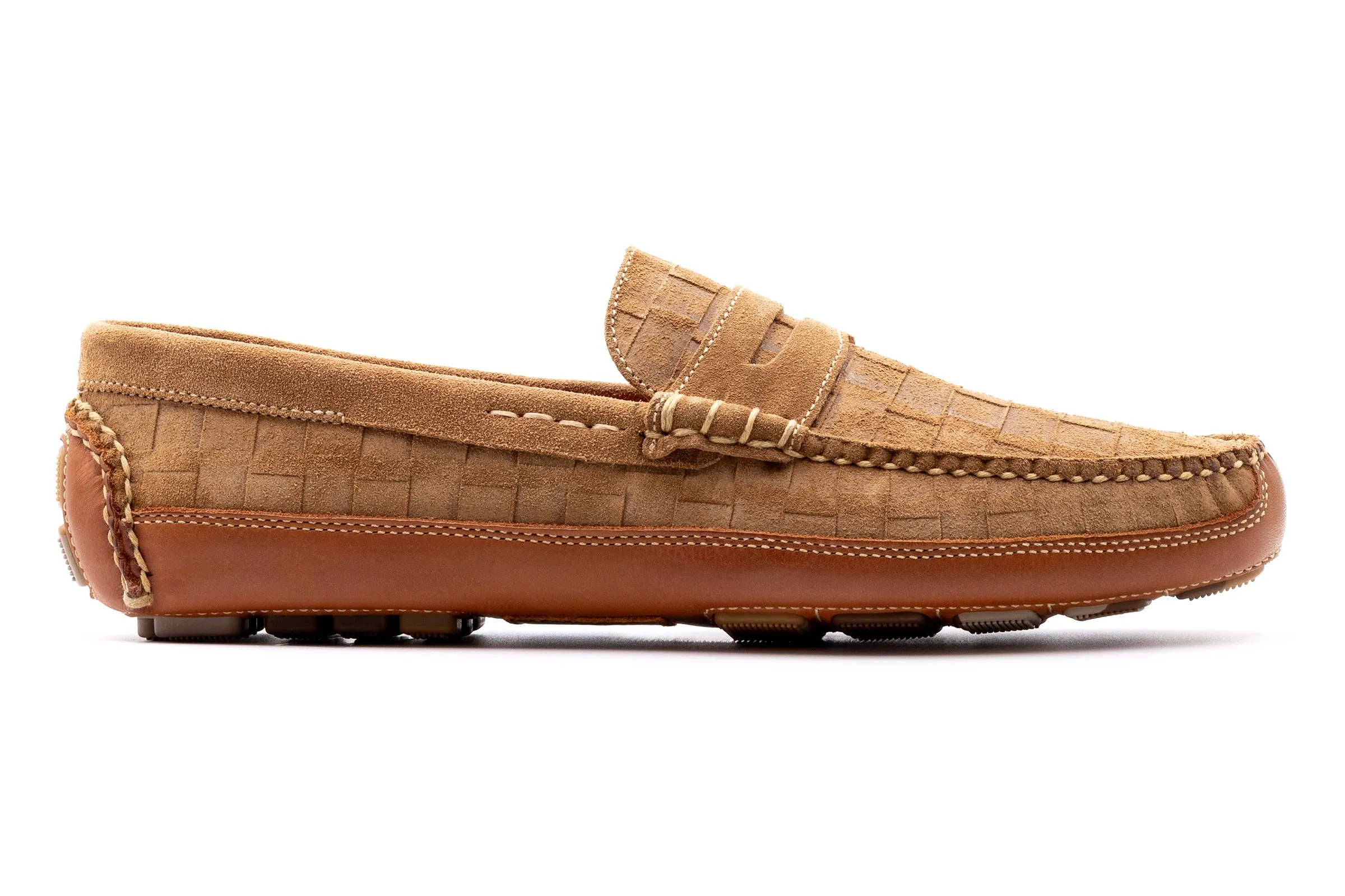 Monte Carlo Suede Penny Loafers - Cappuccino
