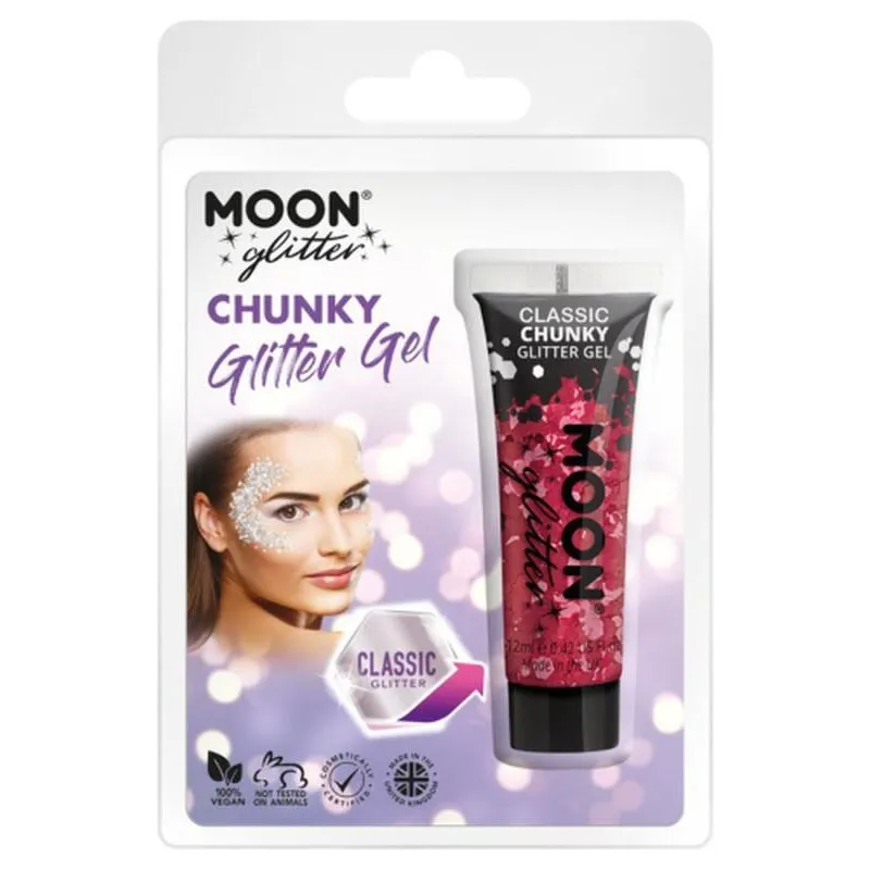 Moon Glitter Classic Chunky Glitter Gel, Red