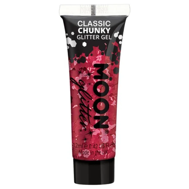 Moon Glitter Classic Chunky Glitter Gel, Red