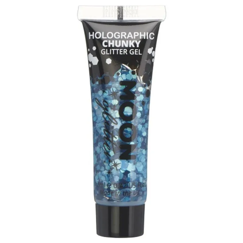 Moon Glitter Holographic Chunky Glitter Gel, Blue