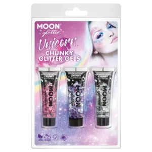 Moon Glitter Themed Clamshells, Pink Chunky Glitter Gels