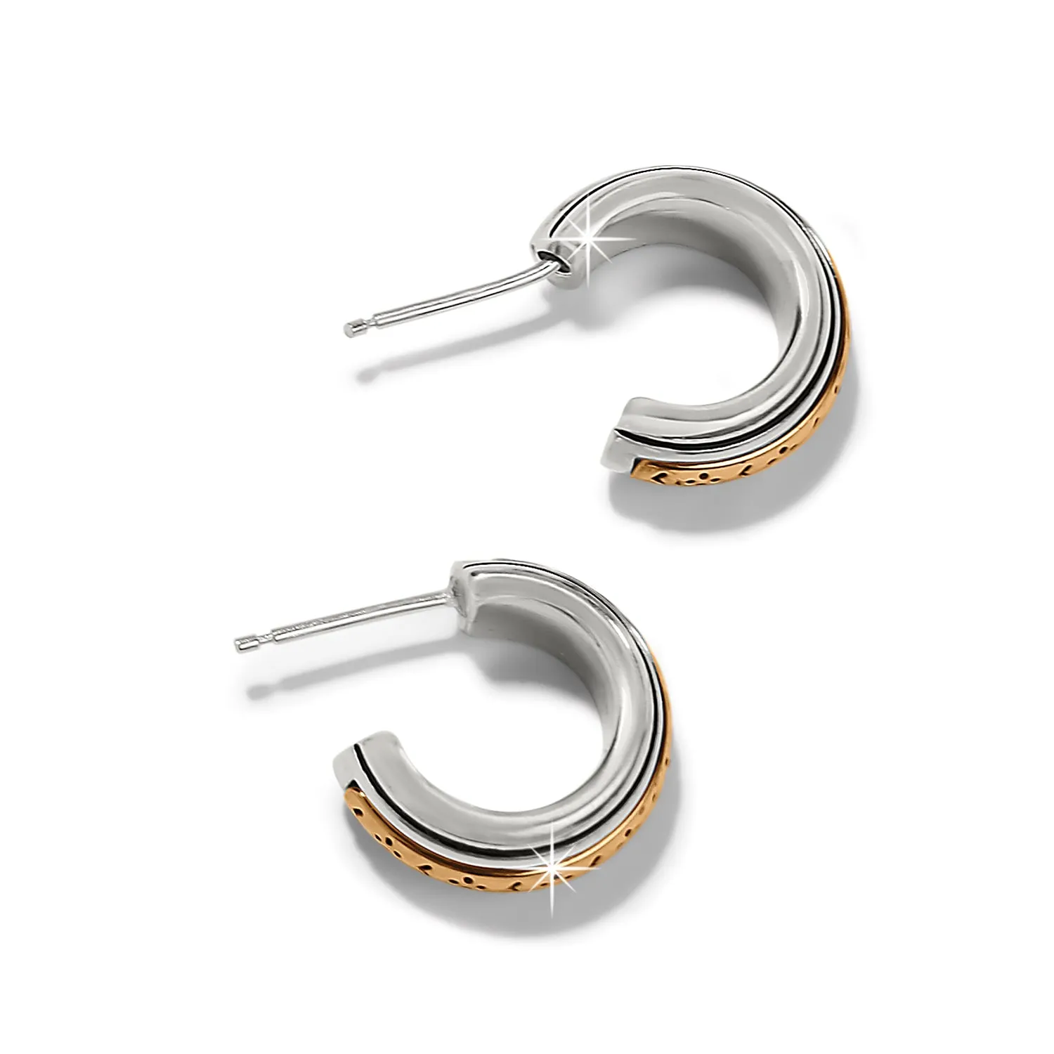 Mosaic Two Tone Mini Hoop Post Earrings - JA9925