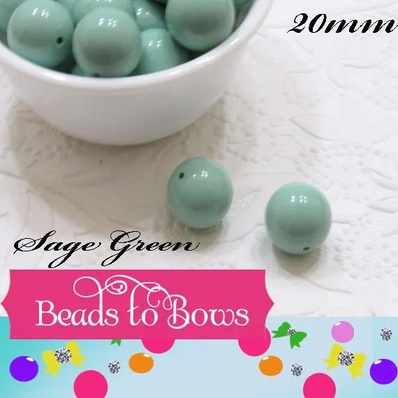 New 20mm Sage Green Bubblegum Beads, Chunky Necklace Supply Bead, Solid Acrylic Bubblegum Bead, Chunky Gumball Bead, Bubblegum Beads
