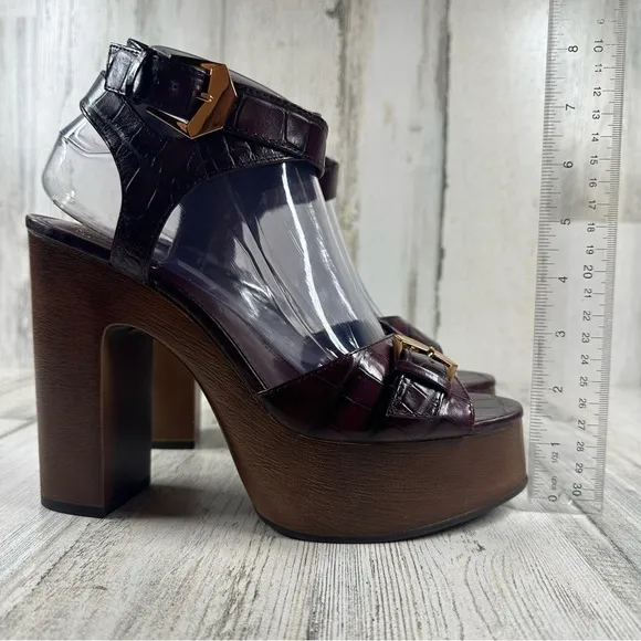 New VINCE CAMUTO Rondea Platform Leather Sandal In Deep Plum #673