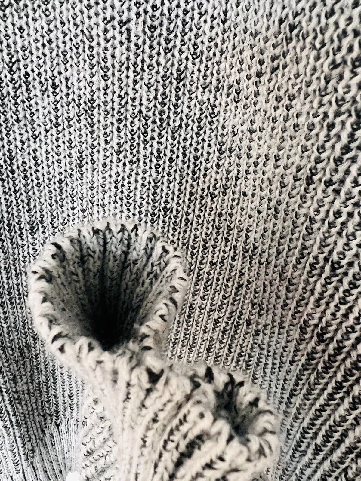 NICK DANGER Mens Chunky Turtle Neck Sweater Sz L Grandpa Gray/White Academia