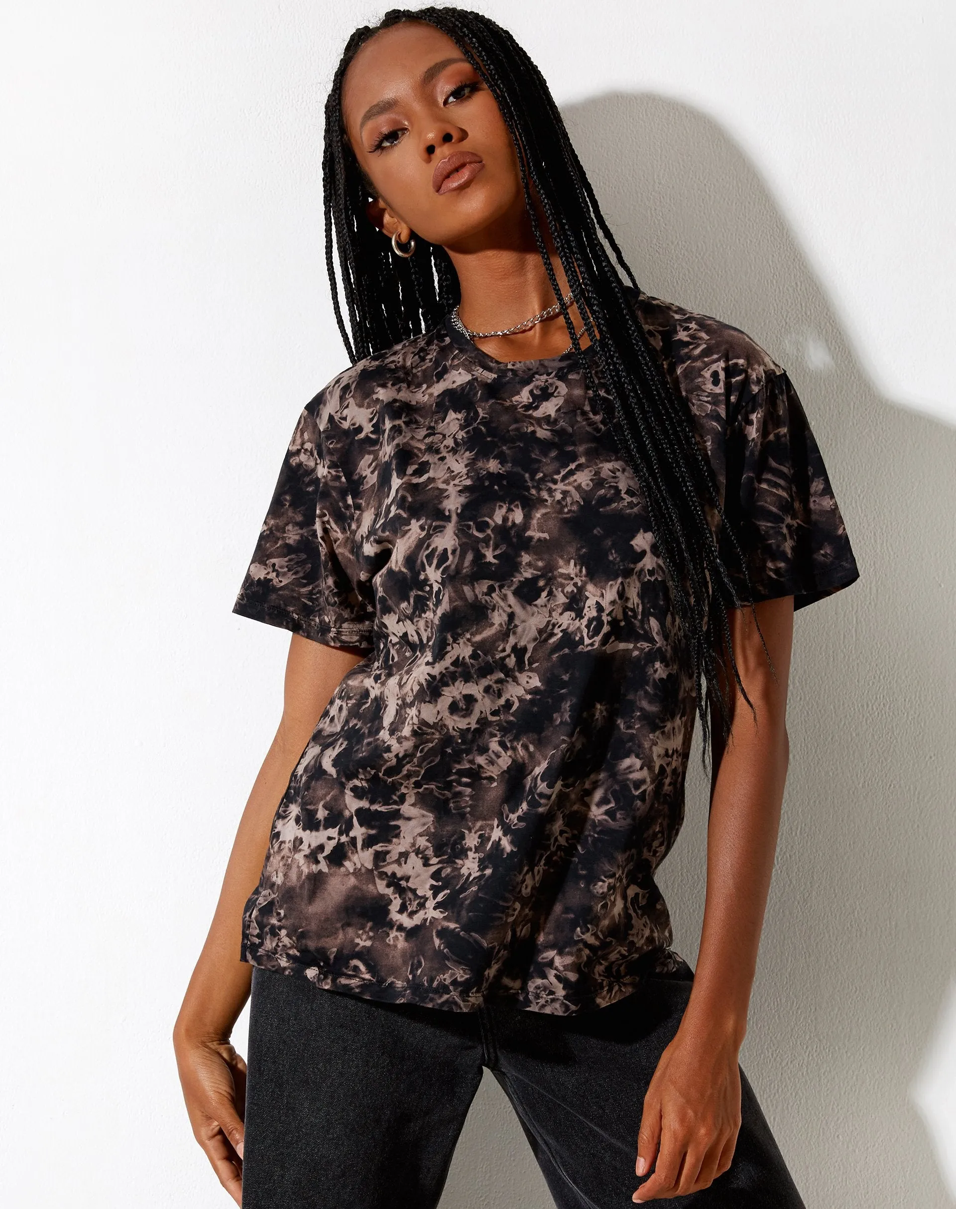 Oversize Basic Tee in Oil Smoke