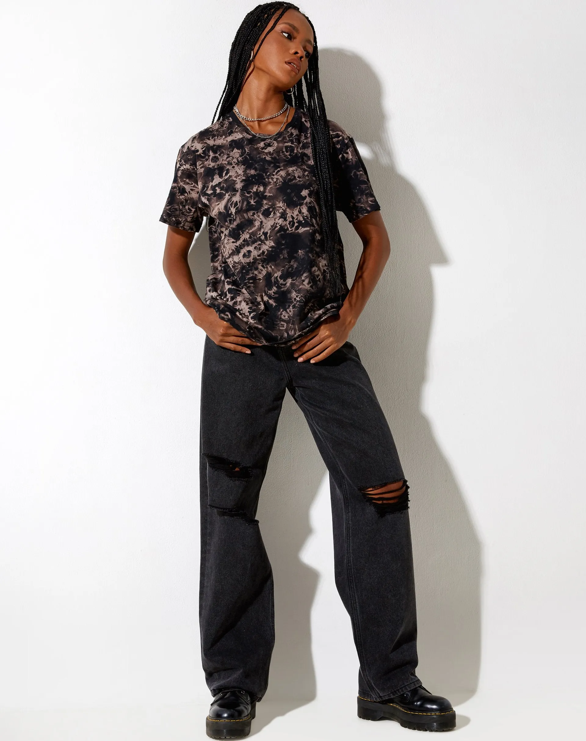 Oversize Basic Tee in Oil Smoke