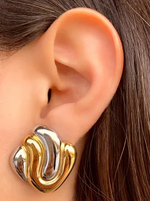 Par Arete Cuadrado Irregular Combinado