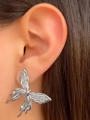 Par Arete Mariposa Plateado