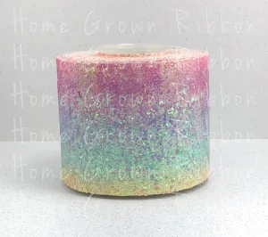 Pastel Rainbow Chunky Glitter Ribbon - 3 Inch