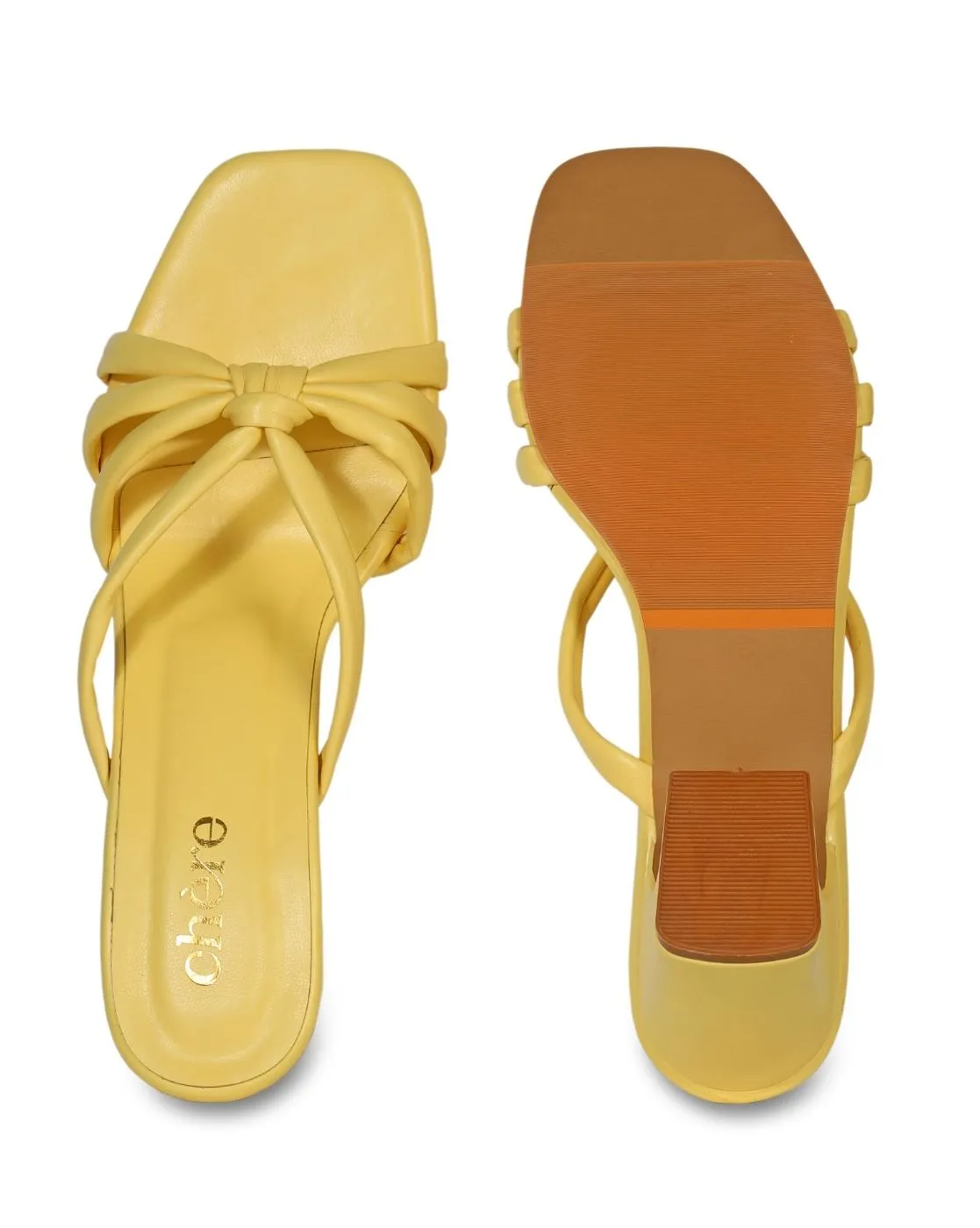Pastel Yellow Chunky Block Heels for Women