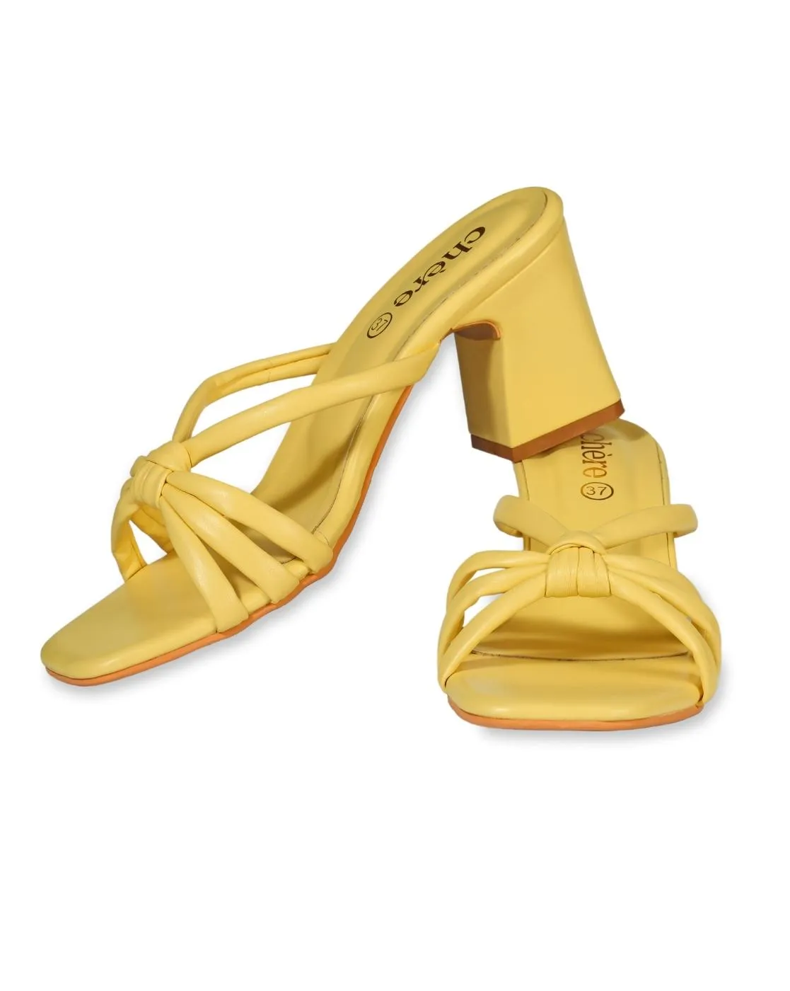 Pastel Yellow Chunky Block Heels for Women