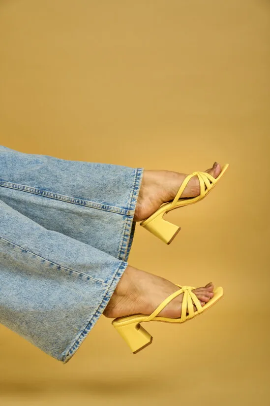 Pastel Yellow Chunky Block Heels for Women