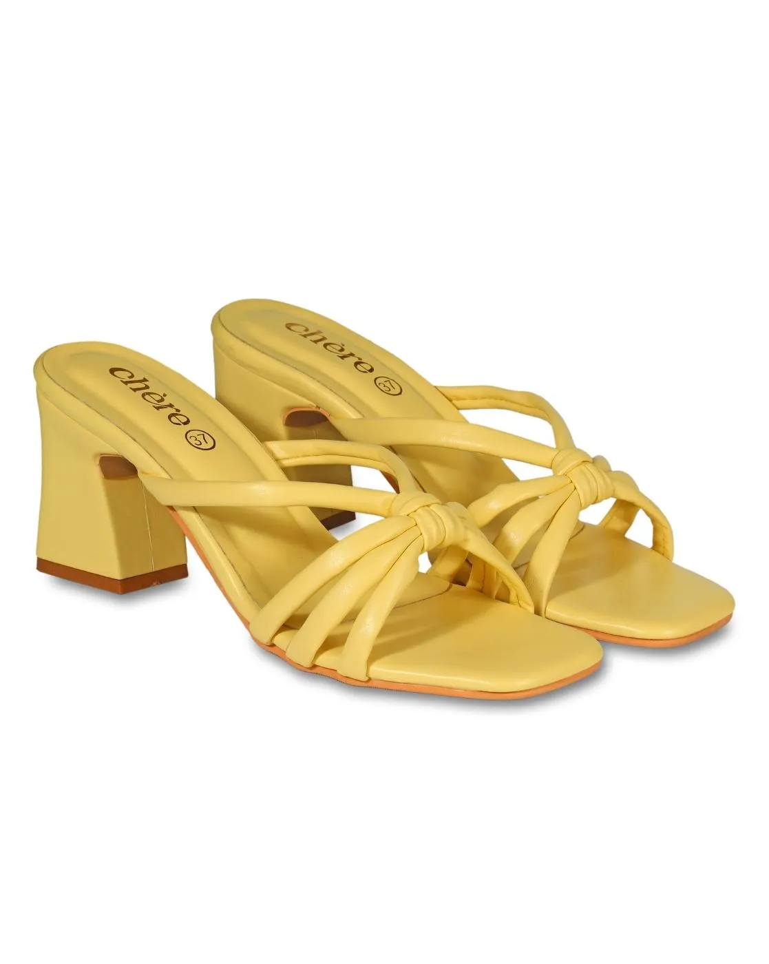Pastel Yellow Chunky Block Heels for Women