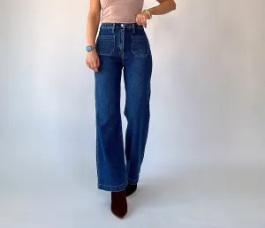 Patch Pocket Wide Leg Jean