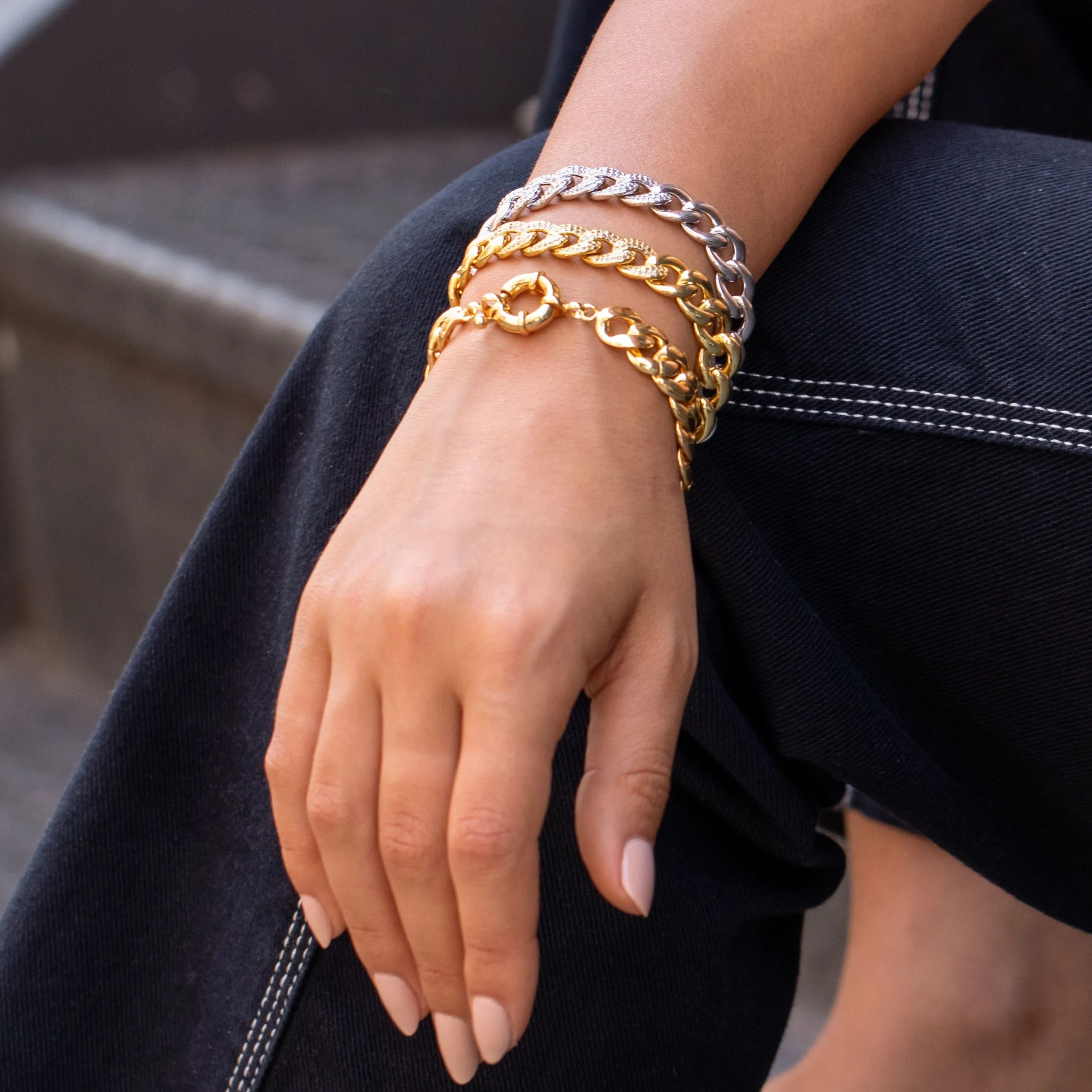 Pave Accented Chunky Cuban Link Bracelet