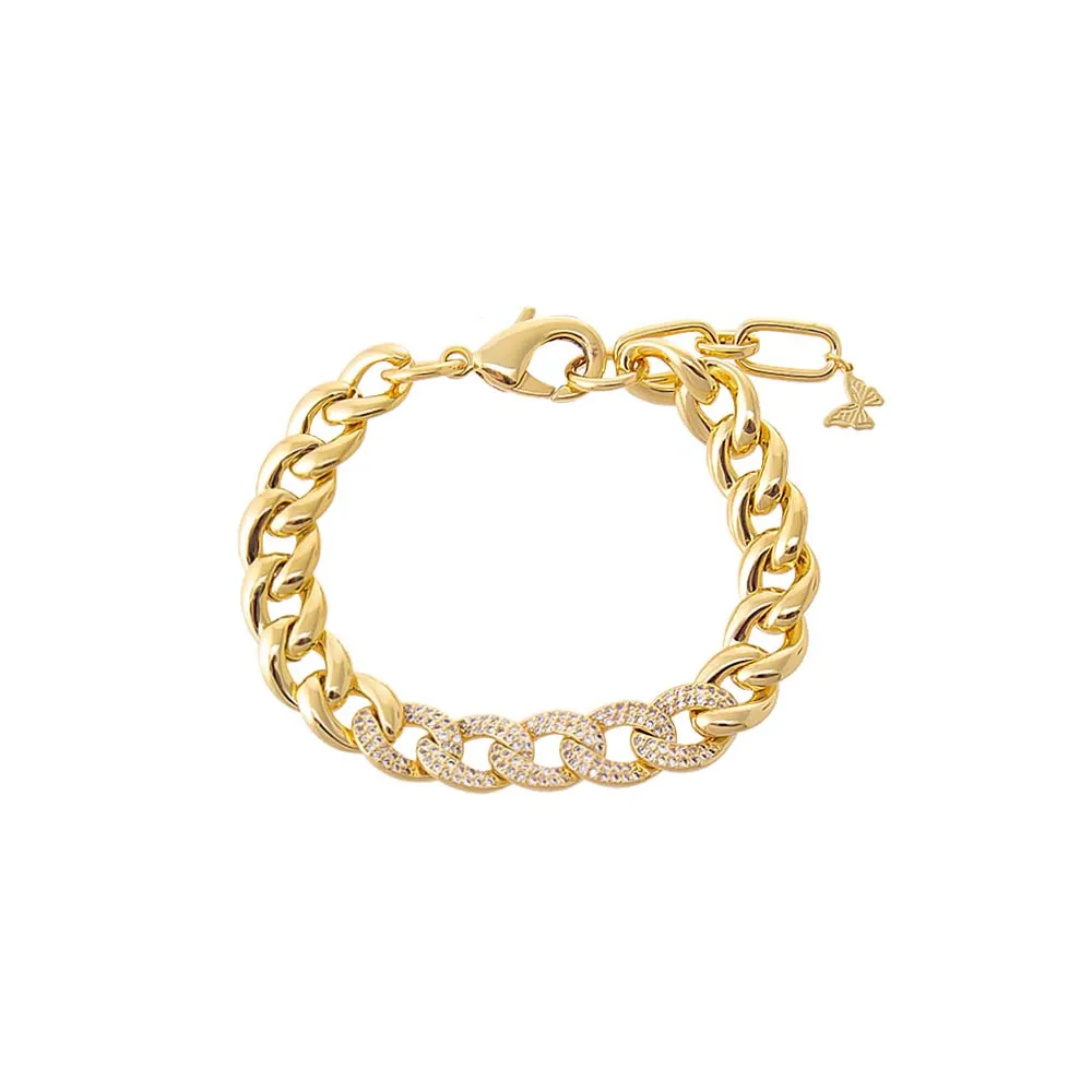 Pave Accented Chunky Cuban Link Bracelet
