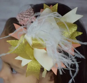 Peaches N Cream Ostrich 6in Boutique Bow