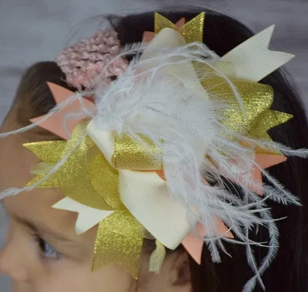 Peaches N Cream Ostrich 6in Boutique Bow