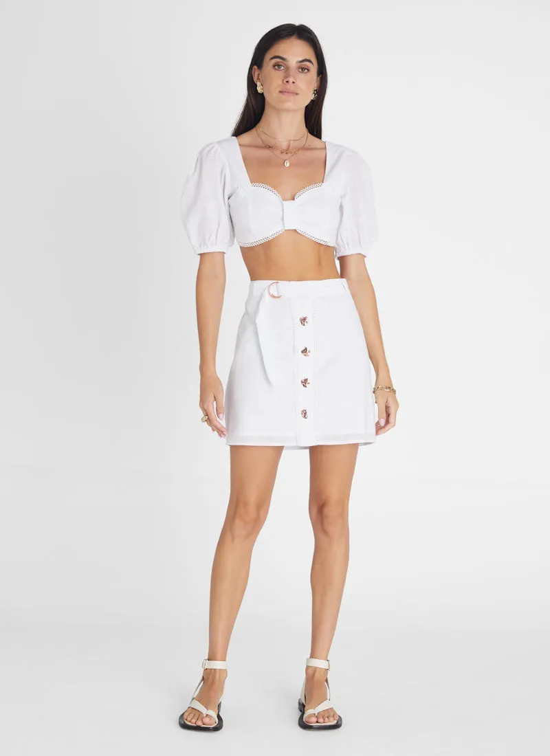 Pearl Button Up Mini Skirt