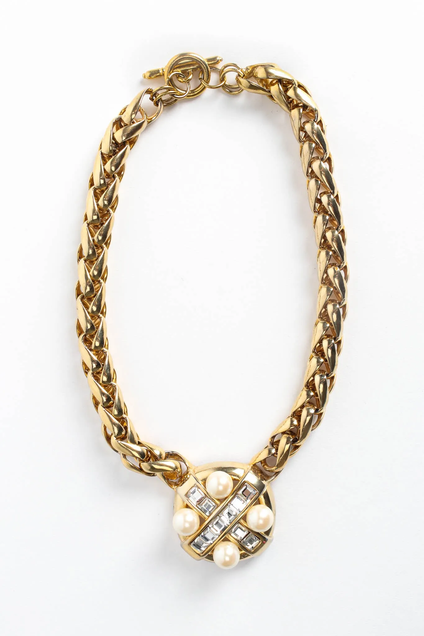 Pearl Rhinestone Chunky Necklace