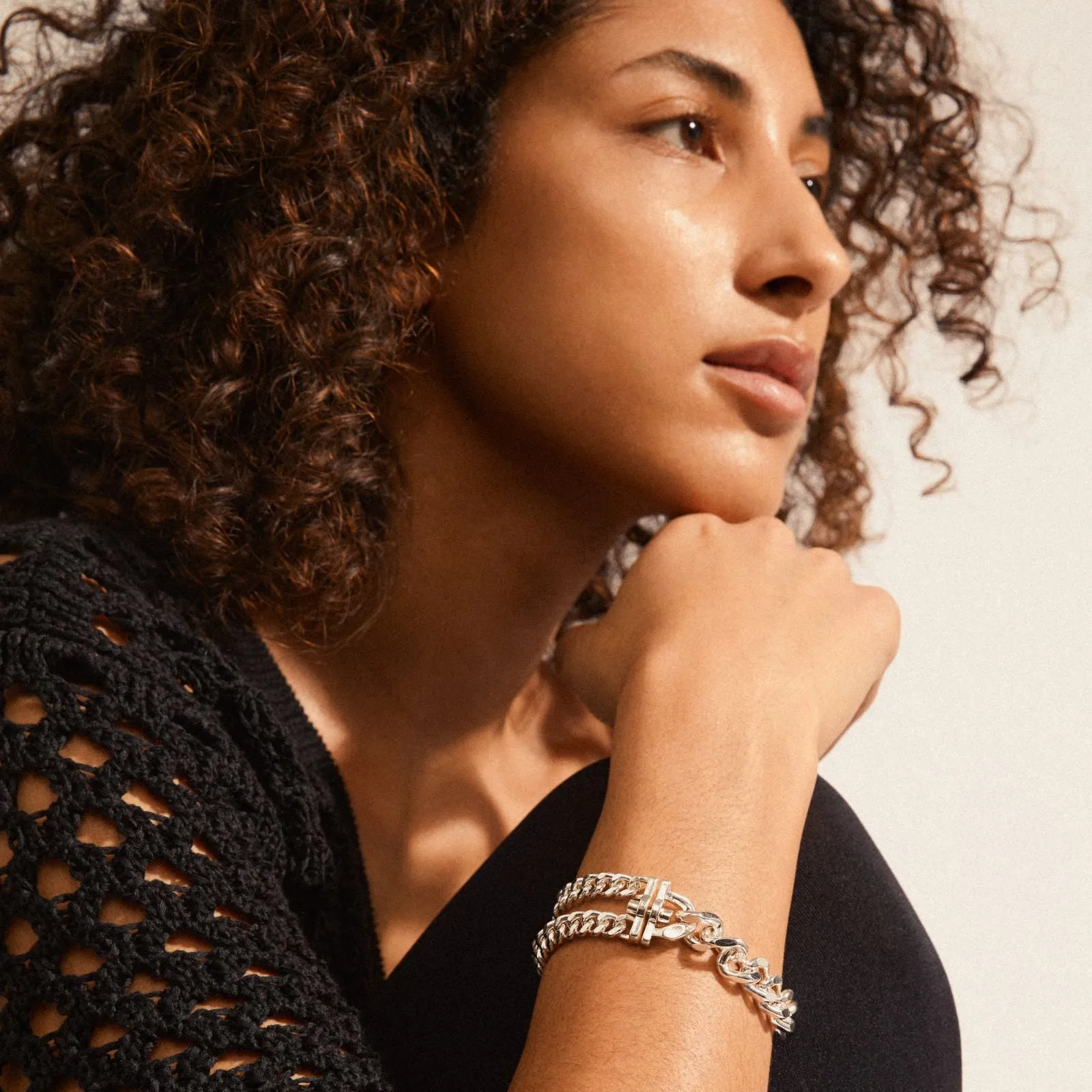 Pilgrim Friends Chunky Curb Chain Silver Bracelet