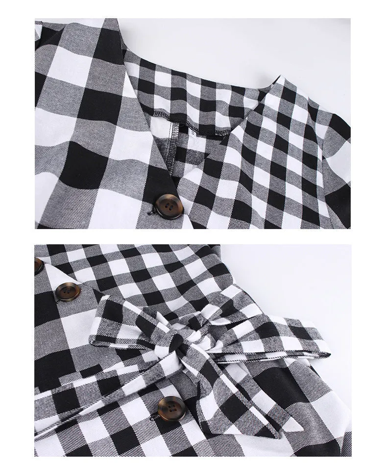 Plaid Long Sleeve Vintage Dress