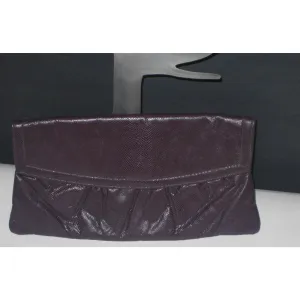 Pleated Plum Faux Reptile Clutch Purse