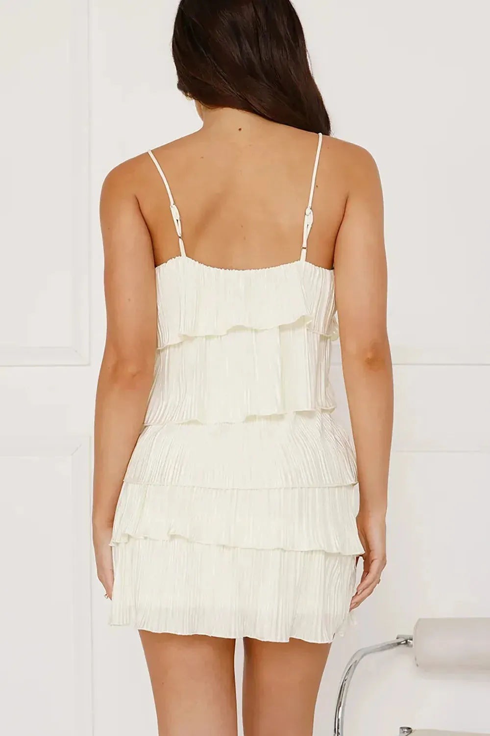 Pleated Tiered Ruffle Plisse Mini Dress - Lightweight Summer Boutique Dress
