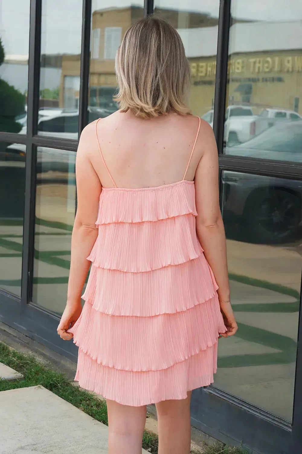 Pleated Tiered Ruffle Plisse Mini Dress - Lightweight Summer Boutique Dress