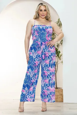 Plus Size Sleeveless Smocked Summer Jumpsuit