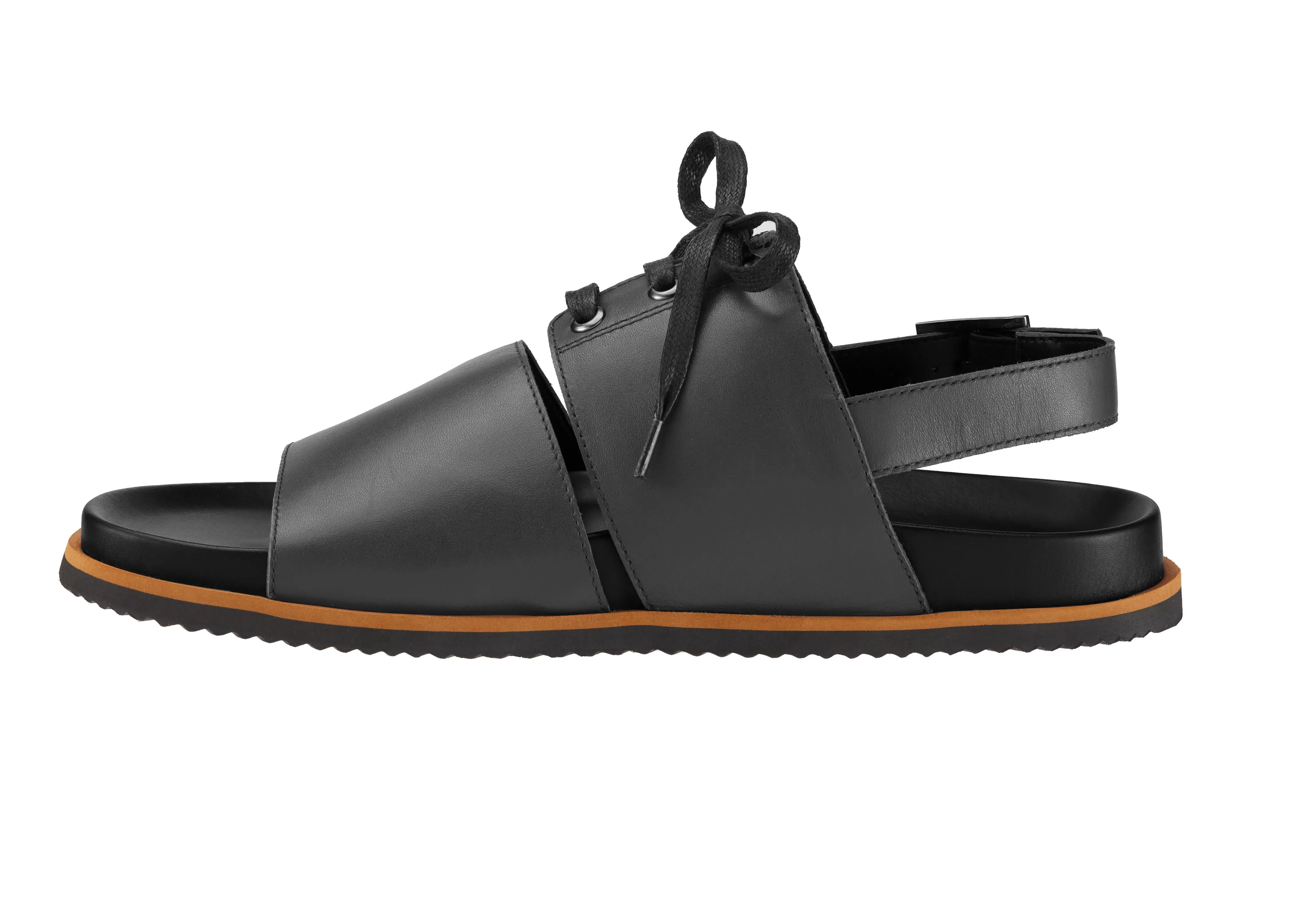 PROJET1826 | ENGELBERT Lace Up Leather Sandal Black
