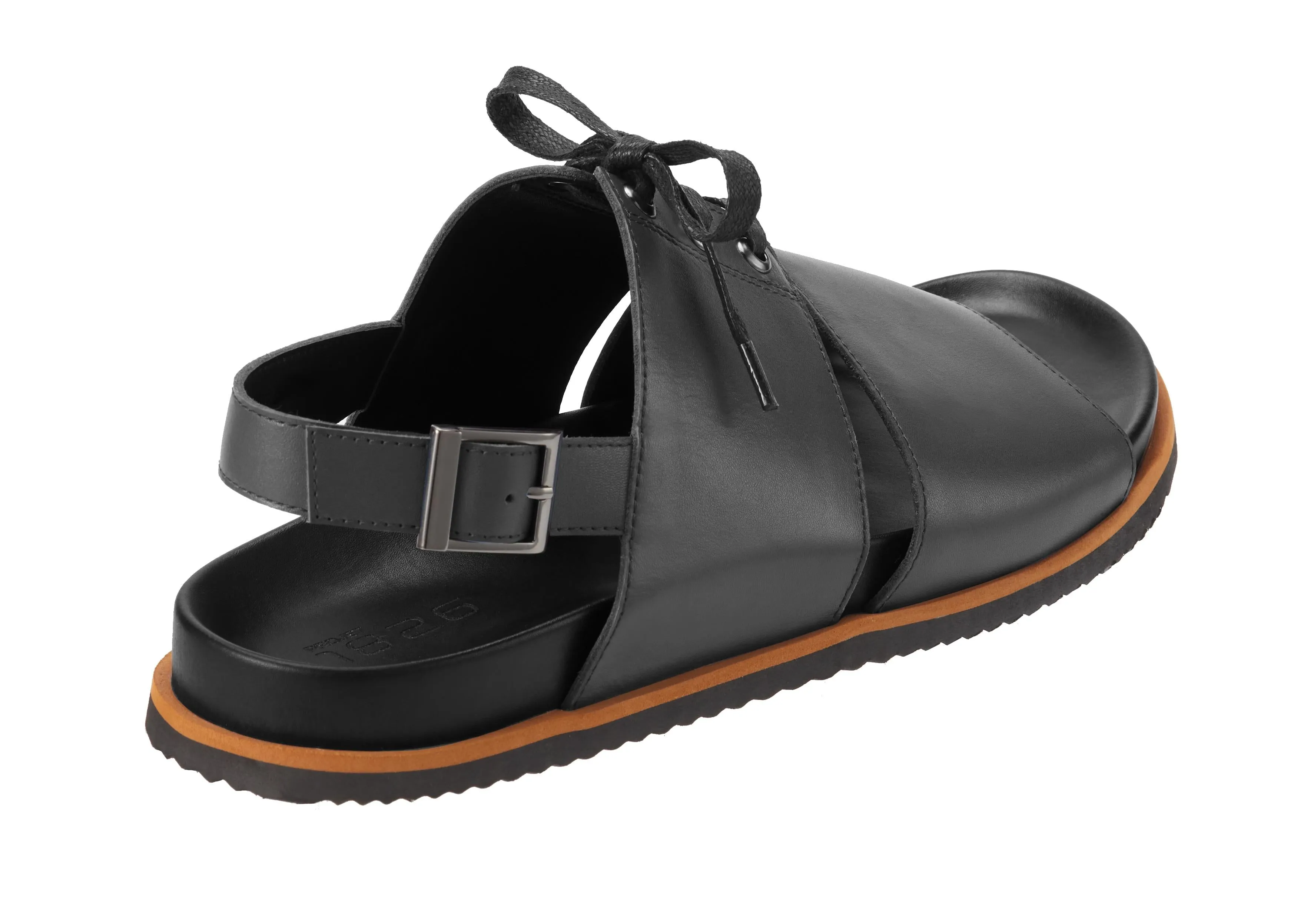 PROJET1826 | ENGELBERT Lace Up Leather Sandal Black