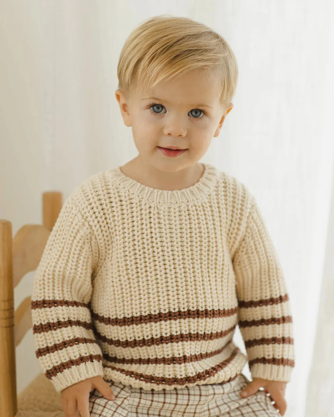 QUINCY MAE Organic Rex Sweater || Cranberry Stripe