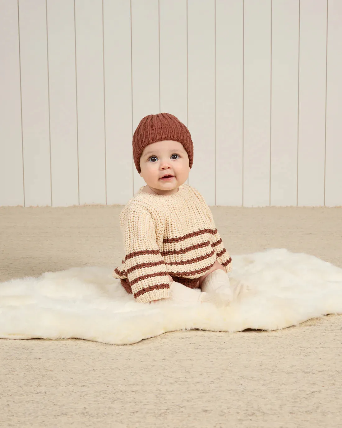 QUINCY MAE Organic Rex Sweater || Cranberry Stripe