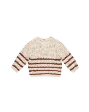 QUINCY MAE Organic Rex Sweater || Cranberry Stripe