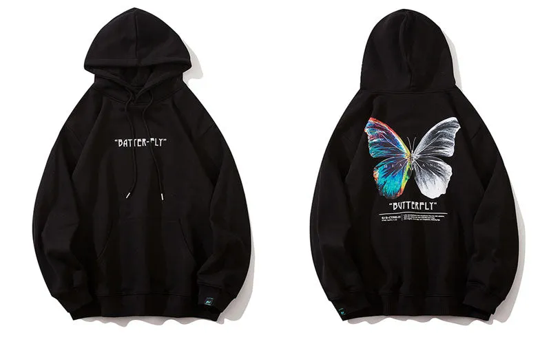 "BUTTERFLY" Sweat-shirt noir Hoodie à capuche - URB1™