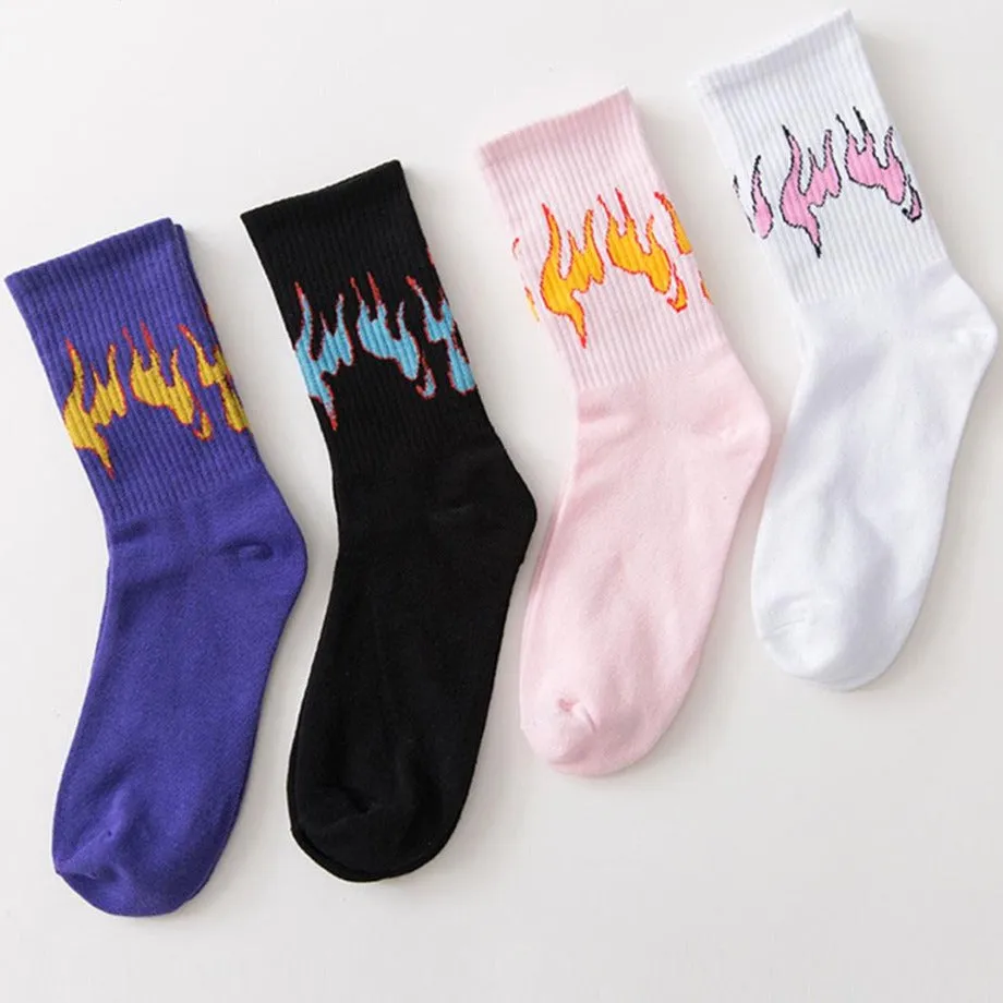 "FLAME" Chaussettes Montantes Noir streetwear - URB1™
