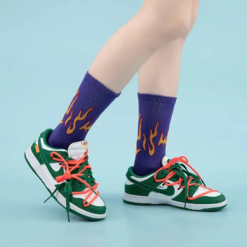 "FLAME" Chaussettes Montantes Noir streetwear - URB1™