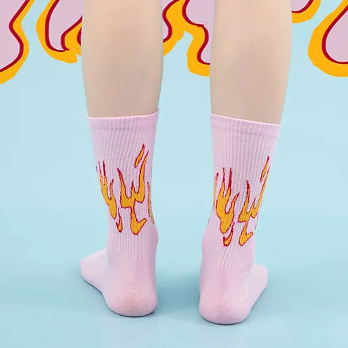 "FLAME" Chaussettes Montantes Noir streetwear - URB1™