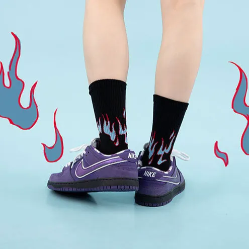"FLAME" Chaussettes Montantes Noir streetwear - URB1™